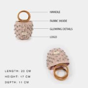 Borsa In Paglia Ovale Con Strass- Rosa Chiaro - immagine 4