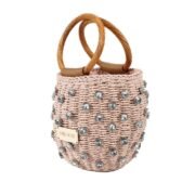 Borsa In Paglia Ovale Con Strass- Rosa Chiaro - immagine 2