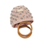 Borsa In Paglia Ovale Con Strass- Rosa Chiaro - immagine 3