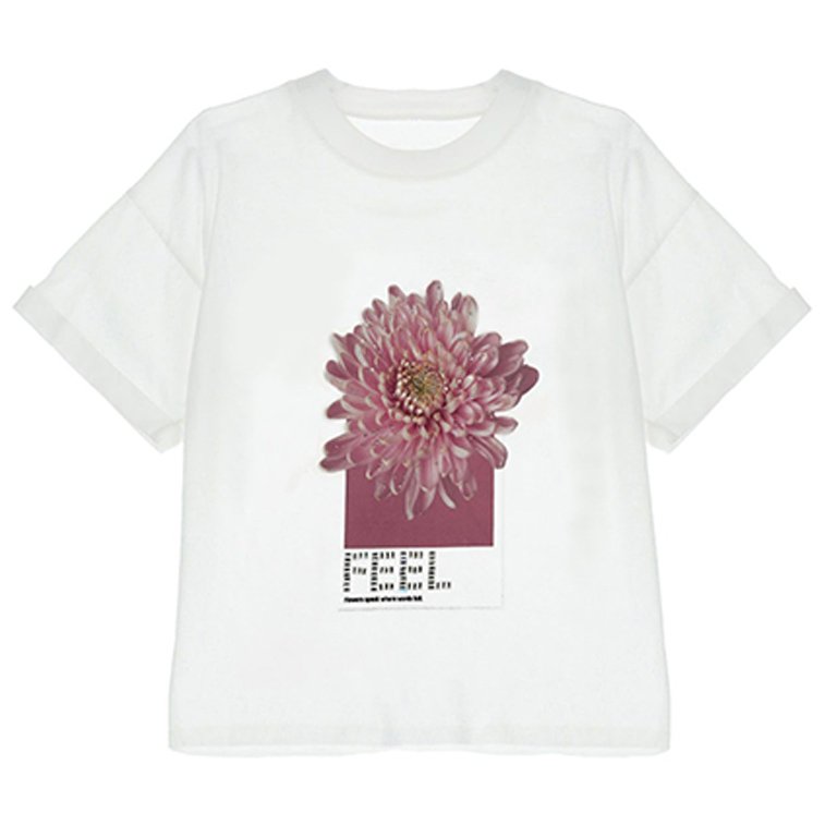 fiore.jpg T-Shirt In Puro Cotone Con Stampa Applicata - immagine 1